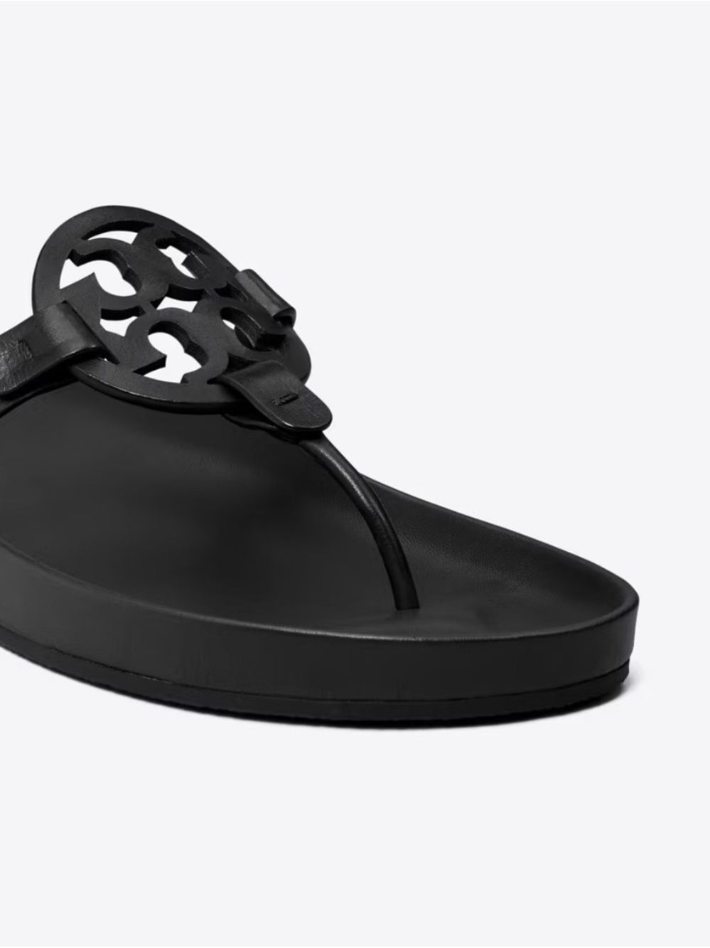 Tory Burch Black Miller Cloud Logo Thong Sandal, Size 8.5 - Picture 3 of 16